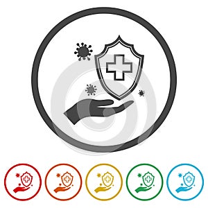 Immune system ring icon, color set