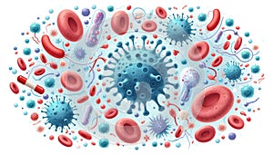Immune System Vector with White Blood Cells and Viruses