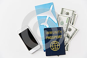 immunity passport and air tickets for travel