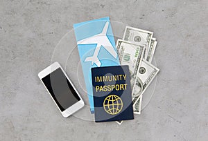 immunity passport and air tickets for travel