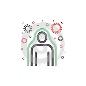 Immunity system line icon. Human immune system vector design. Virus and bacteria illustration