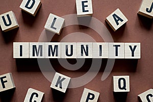 Immunity word concept on cubes