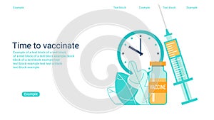 Immunization campaign. Vaccination concept. Health care and medical treatment .. Syringe and vial against the virus