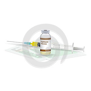 Immunization, Diphtheria Vaccine Medical Test, Vial And Syringe Ready For Injection A Shot Of Vaccine Isolated On A photo