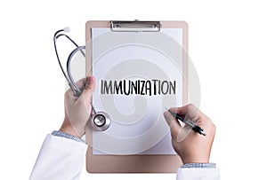 IMMUNIZATION Immune System as medical concept , Syringe. Immun