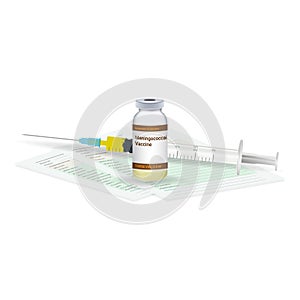 Immunization, Meningococcal Vaccine Medical Test, Vial And Syringe Ready For Injection A Shot Of Vaccine Isolated On A photo