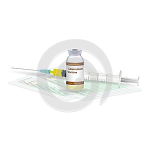 Immunization, Tuberculosis Vaccine Medical Test, Vial And Syringe Ready For Injection A Shot Of Vaccine Isolated On A