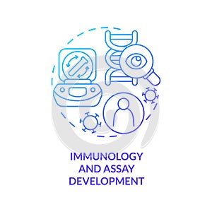 Immunology and assay development blue gradient concept icon