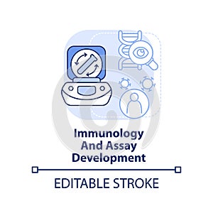 Immunology and assay development light blue concept icon