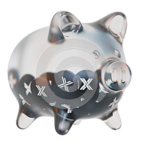 Immutable X (IMX) Clear Glass piggy bank with decreasing piles of crypto coins.