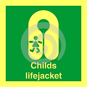 IMO SOLAS IMPA Safety Sign Image - Childs Lifejacket emergency