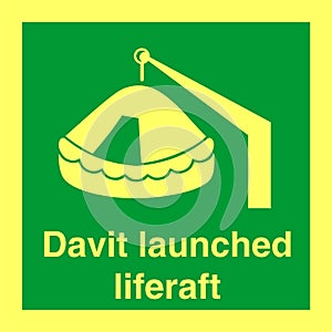 IMO SOLAS IMPA Safety Sign Image - Davit launcehd liferaft photo