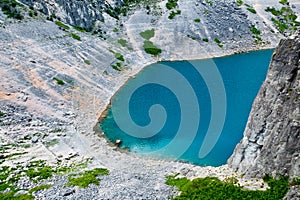 Imotski Blue Lake in Limestone Crater near Split