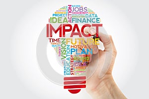 IMPACT bulb word cloud with marker, business concept