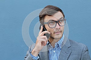 Impatient businessman calling by phone