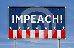 IMPEACH - roadsign information as 3D Illustration photo