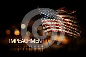 Impeachment text with the USA flag and drop shadow.