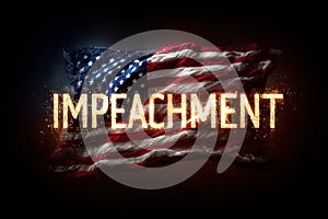 Impeachment text with the USA flag and drop shadow.