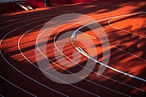 The Impeccable Geometry of White Lines and Numbered Lanes on the Bold Canvas of a Red Track - Track and Field Illustration Photo