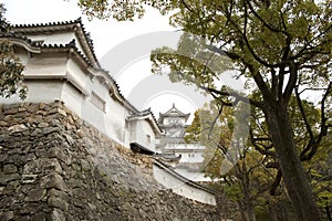 Impenetrable wall of the Himeji Castle, Japan