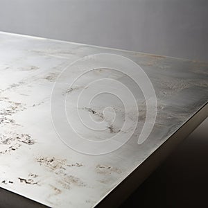Imperfect Cotton Brushed Metal Table With Raw Materialism Style