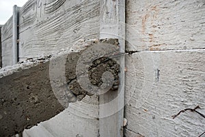 Honeycombing in concrete. Freshly cast concrete photo