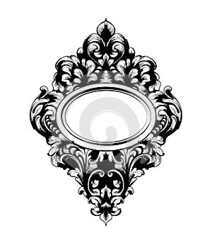 Imperial Baroque Mirror frame Vector. French Luxury rich intricate ornaments. Victorian Royal Style decors