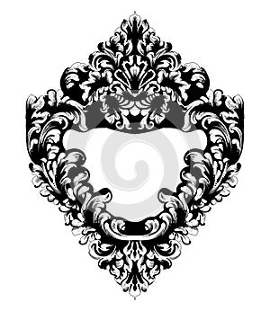 Imperial Baroque Mirror frame Vector. French Luxury rich intricate ornaments. Victorian Royal Style decors