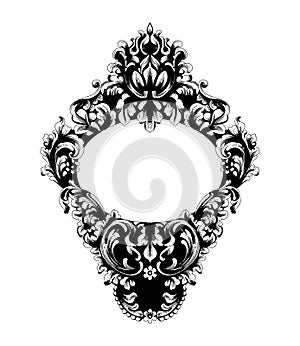 Imperial Baroque Mirror frame Vector. French Luxury rich intricate ornaments. Victorian Royal Style decors