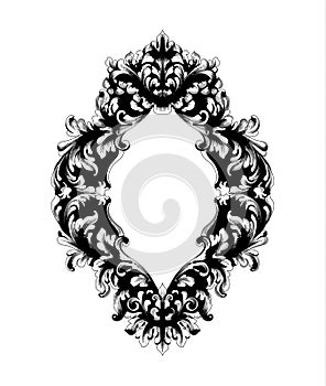 Imperial Baroque Mirror frame Vector. French Luxury rich intricate ornaments. Victorian Royal Style decors