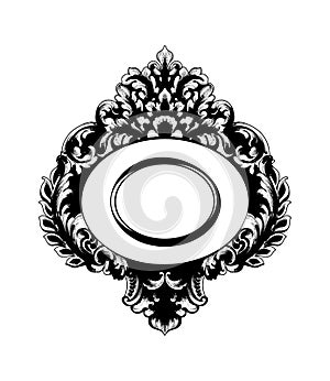 Imperial Baroque Mirror frame Vector. French Luxury rich intricate ornaments. Victorian Royal Style decors