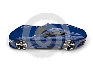 Imperial blue modern super sports car - top down side view