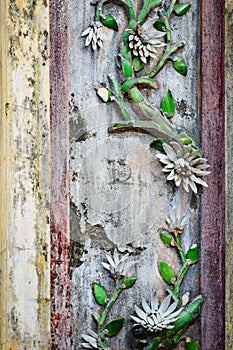 Imperial City Hue, Vietnam, Pillar Decoration in the Forbidden City of Hue.