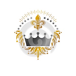 Imperial Crown emblem. Heraldic Coat of Arms, vintage vector logo.