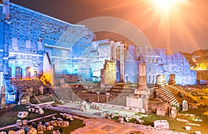 Imperial Forums by night in Rome photo