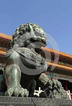 An imperial guardian lion the Forbidden City