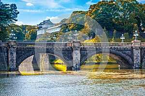 Imperial Palace and Nijubashi Bridge at daytime in Tokyo, Japan