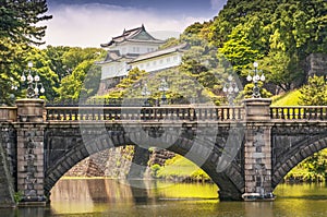 Imperial Palace with Nijubashi Bridge in Tokyo, Japan