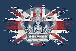 Imperial state crown on UK flag background.
