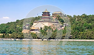 Imperial Summer Palace, Kunming lake and Pavilion of the Buddhist Incense located in Beijing, China