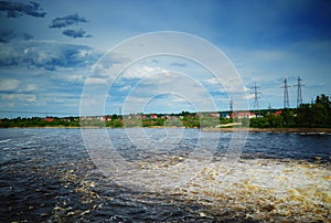 Impetuous river surface landscape background