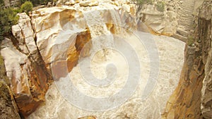 Impetuous water of river Ganga flows in waterfall Surya Kund