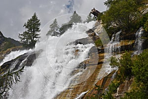 The impetus and the power of water at Toce waterfalls in the Italian Alps