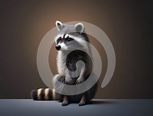 impish raccoon with a pointed snout rises to its hind legs ready for a snack. Cute creature. AI generation