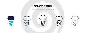 Implant fixture icon in different style vector illustration. two colored and black implant fixture vector icons designed in filled