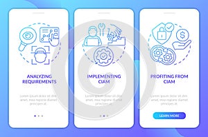 Implement CIAM strategy blue gradient onboarding mobile app screen photo