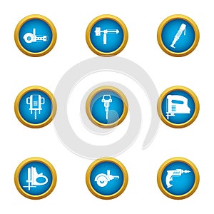 Implement icons set, flat style