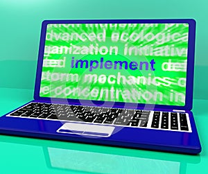 Implement Laptop Shows Implementing Or Executing A Plan