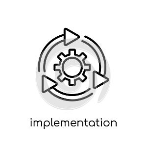 implementation icon. Trendy modern flat linear vector implementation icon on white background from thin line general collection photo