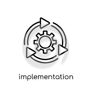 implementation icon. Trendy modern flat linear vector implementation icon on white background from thin line general collection